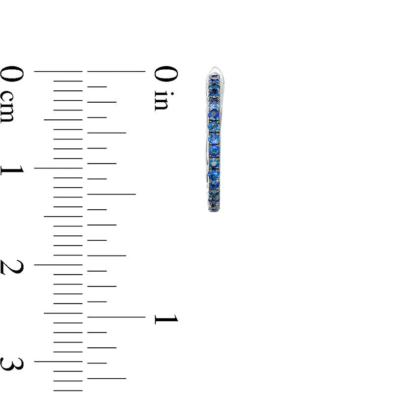 Blue Sapphire Inside-Out Hoop Earrings in 10K White Gold