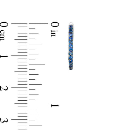 Blue Sapphire Inside-Out Hoop Earrings in 10K White Gold