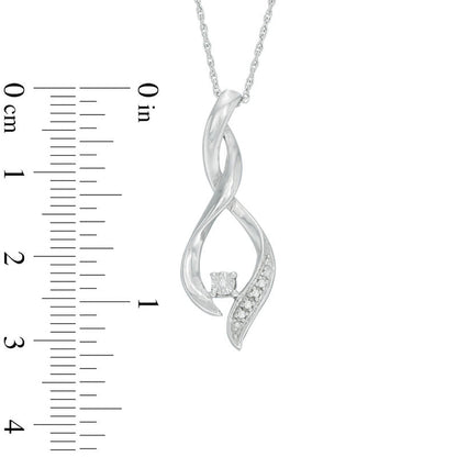 Natural Diamond Accent Twist Flame Pendant in Sterling Silver