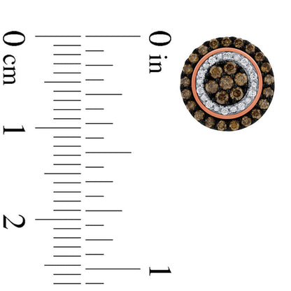 0.5 CT. T.W. Champagne and White Composite Diamond Frame Earrings in 10K Rose Gold