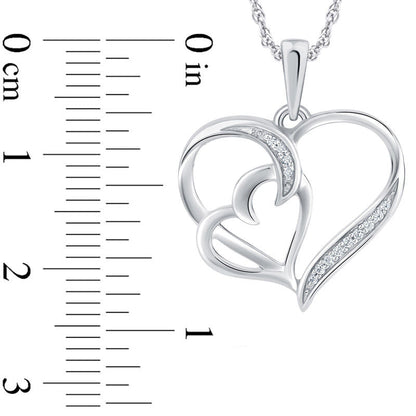 Natural Diamond Accent Double Heart Pendant in Sterling Silver