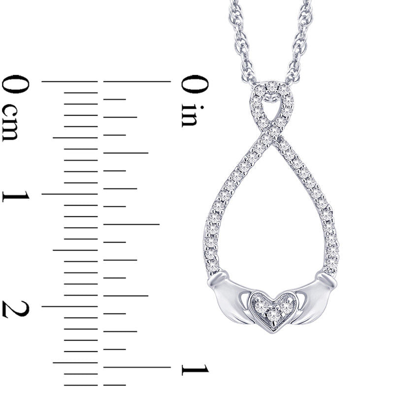 0.1 CT. T.W. Natural Diamond Claddagh Infinity Loop Pendant in Sterling Silver