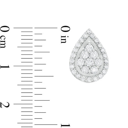 1 CT. T.W. Composite Diamond Teardrop Frame Stud Earrings in 10K White Gold