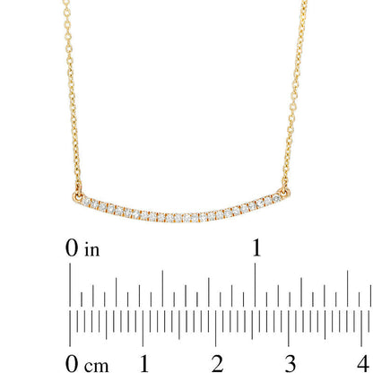 0.13 CT. T.W. Natural Diamond Curved Bar Necklace in 10K Yellow Gold