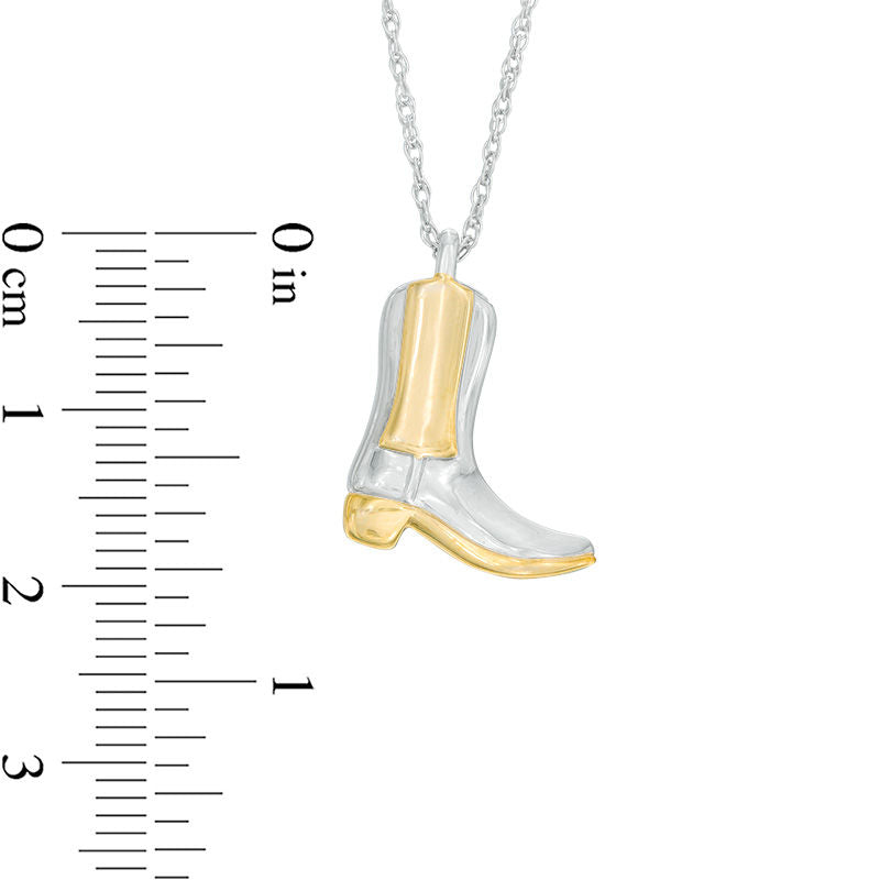 Cowboy Boot Pendant in Sterling Silver and 14K Gold Plate
