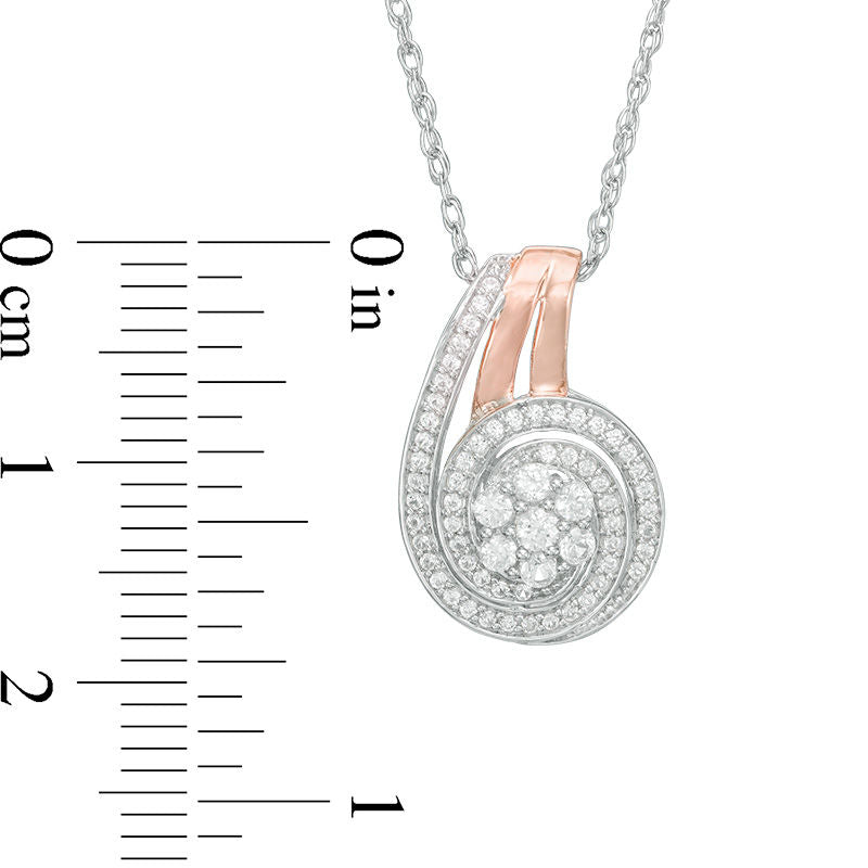 0.33 CT. T.W. Composite Natural Diamond Swirl Frame Pendant in Sterling Silver and Rose Rhodium