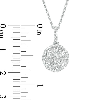0.38 CT. T.W. Baguette and Round Composite Natural Diamond Pendant in Sterling Silver