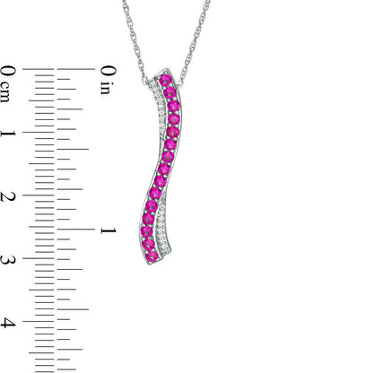Lab-Created Ruby and Diamond Accent S" Pendant in Sterling Silver"