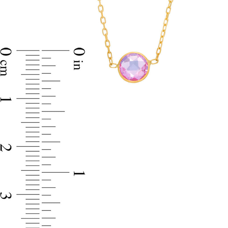 6.0mm Lab-Created Pink Sapphire Solitaire Necklace in 10K Yellow Gold - 17
