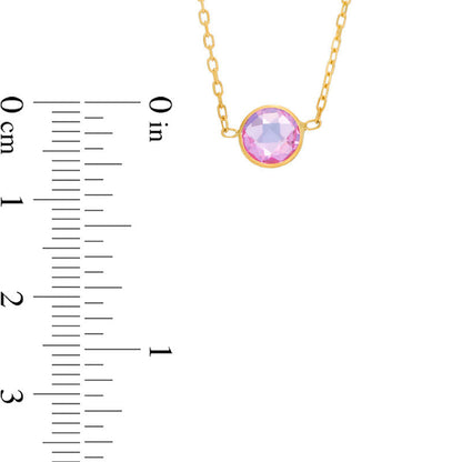 6.0mm Lab-Created Pink Sapphire Solitaire Necklace in 10K Yellow Gold - 17