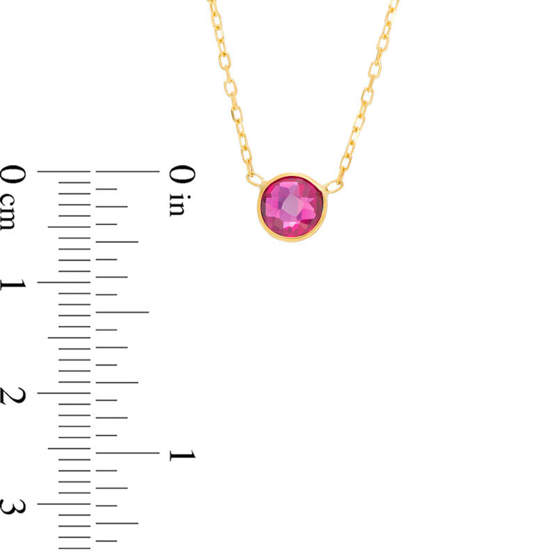 6.0mm Lab-Created Ruby Solitaire Necklace in 10K Yellow Gold - 17