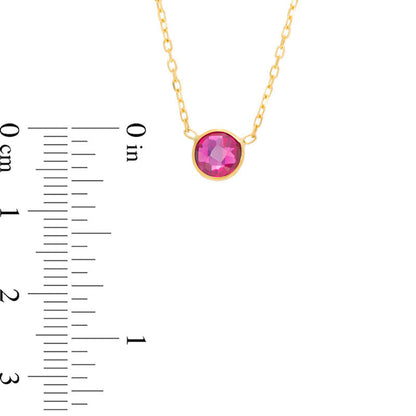 6.0mm Lab-Created Ruby Solitaire Necklace in 10K Yellow Gold - 17