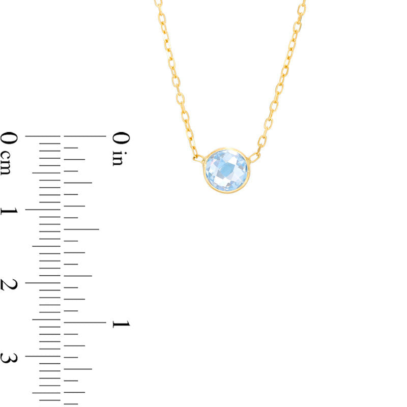 6.0mm Simulated Aquamarine Solitaire Necklace in 10K Yellow Gold - 17