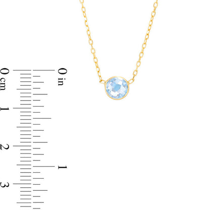 6.0mm Simulated Aquamarine Solitaire Necklace in 10K Yellow Gold - 17