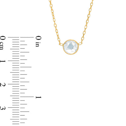 6.0mm Lab-Created White Sapphire Solitaire Necklace in 10K Yellow Gold - 17