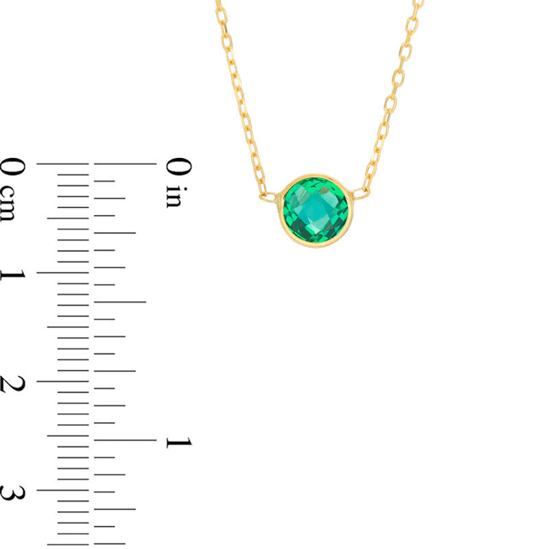 6.0mm Lab-Created Emerald Solitaire Necklace in 10K Yellow Gold - 17