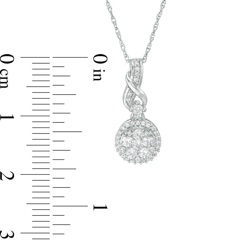 0.33 CT. T.W. Composite Natural Diamond Twist Pendant in 10K White Gold