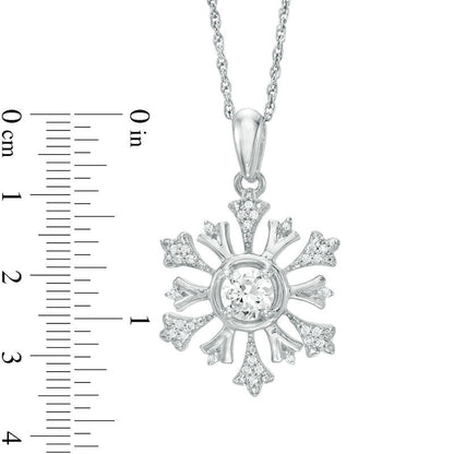 4.5mm Lab-Created White Sapphire and 0.1 CT. T.W. Diamond Snowflake Pendant in Sterling Silver