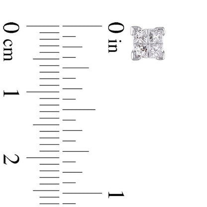 0.5 CT. T.W. Quad Princess-Cut Diamond Stud Earrings in 10K White Gold