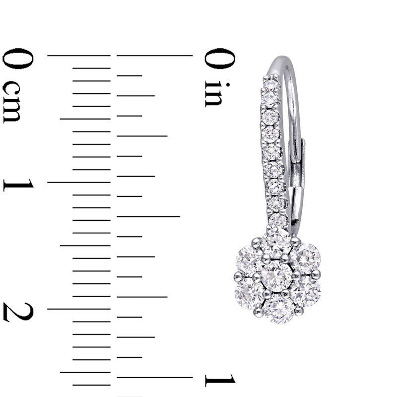 1 CT. T.W. Composite Diamond Flower Drop Earrings in 14K White Gold