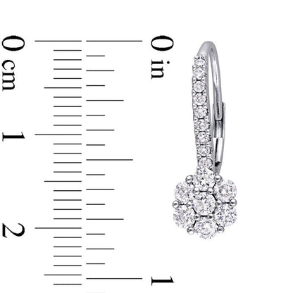 1 CT. T.W. Composite Diamond Flower Drop Earrings in 14K White Gold