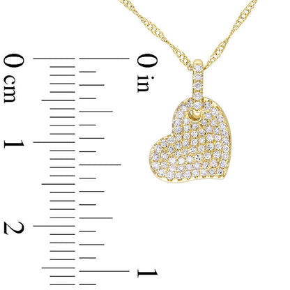 0.25 CT. T.W. Natural Diamond Tilted Heart Pendant in 14K Gold - 17
