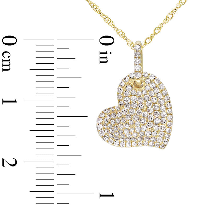 0.5 CT. T.W. Natural Diamond Tilted Heart Pendant in 14K Gold - 17