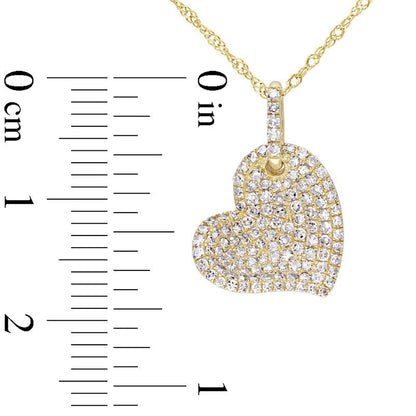 0.5 CT. T.W. Natural Diamond Tilted Heart Pendant in 14K Gold - 17