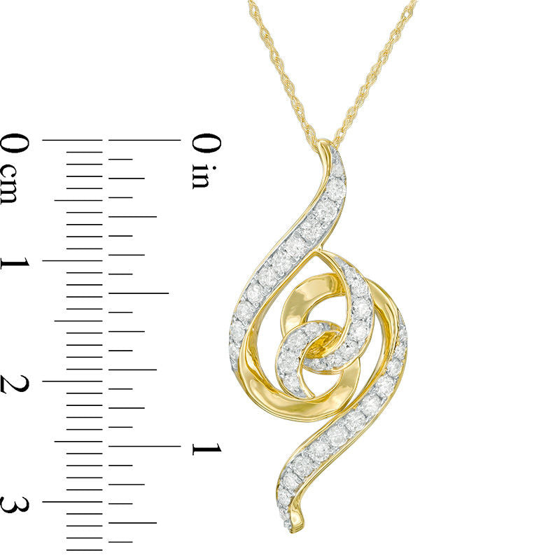 0.63 CT. T.W. Natural Diamond Swirl Loop Pendant in 10K Yellow Gold
