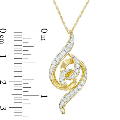 0.63 CT. T.W. Natural Diamond Swirl Loop Pendant in 10K Yellow Gold