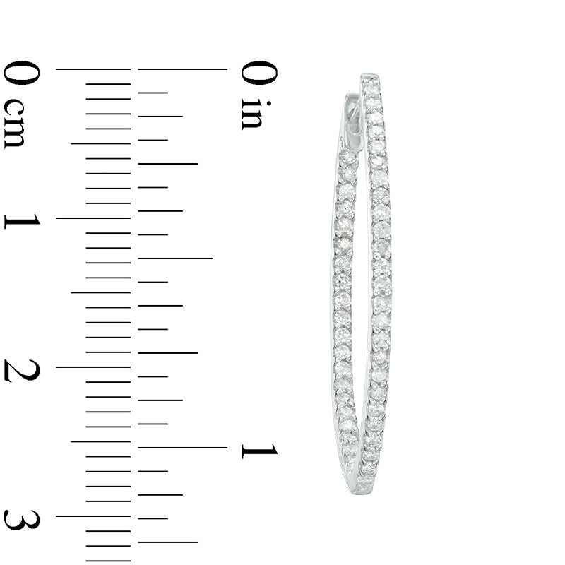 0.5 CT. T.W. Diamond Oval Inside-Out Hoop Earrings in 10K White Gold