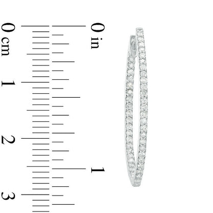 0.5 CT. T.W. Diamond Oval Inside-Out Hoop Earrings in 10K White Gold