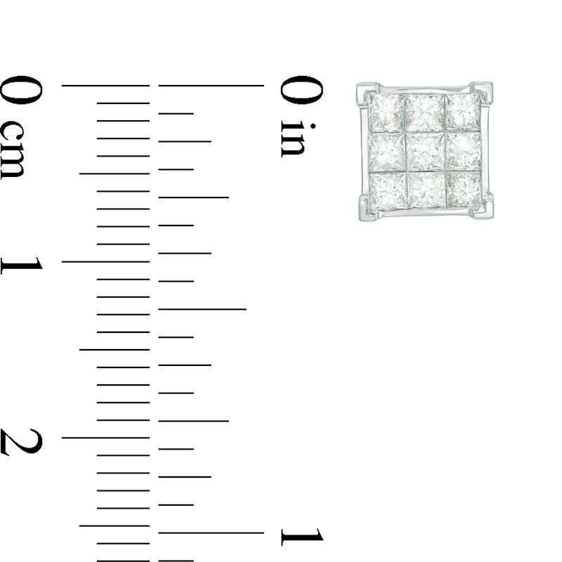 1 CT. T.W. Princess-Cut Composite Diamond Stud Earrings in 14K White Gold