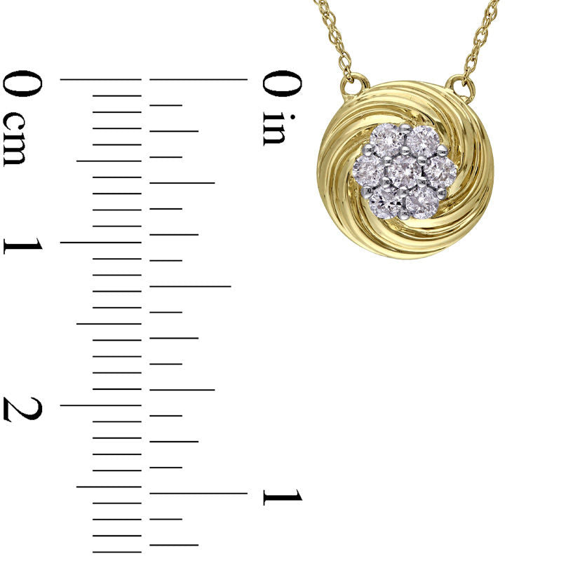 0.25 CT. T.W. Composite Natural Diamond Swirl Frame Necklace in 10K Yellow Gold - 17