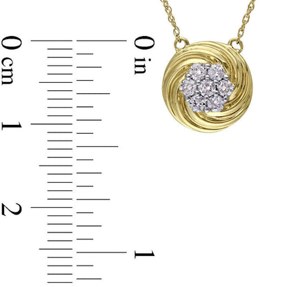 0.25 CT. T.W. Composite Natural Diamond Swirl Frame Necklace in 10K Yellow Gold - 17