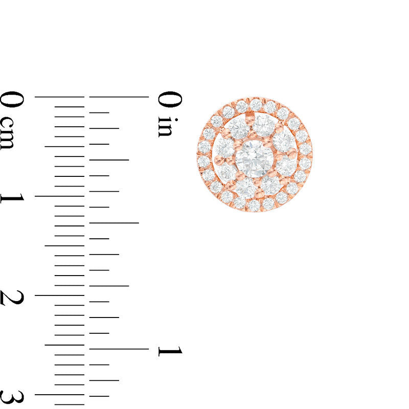1.5 CT. T.W. Diamond Double Frame Stud Earrings in 14K Rose Gold