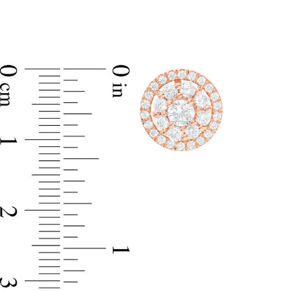 1.5 CT. T.W. Diamond Double Frame Stud Earrings in 14K Rose Gold