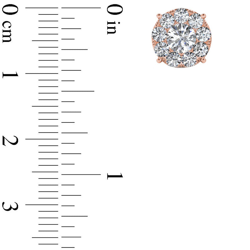1.2 CT. T.W. Diamond Frame Stud Earrings in 10K Rose Gold