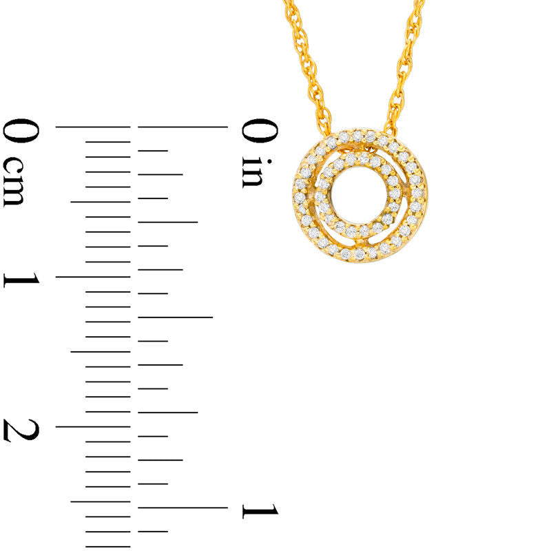 Natural Diamond Accent Double Circle Pendant in 10K Yellow Gold