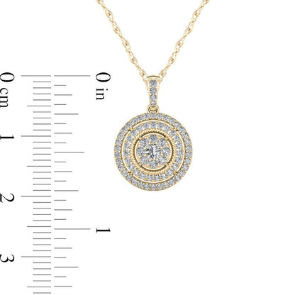 0.5 CT. T.W. Composite Natural Diamond Double Frame Pendant in 10K Yellow Gold