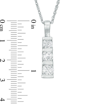 0.5 CT. T.W. Natural Diamond Three Stone Linear Drop Pendant in 10K White Gold