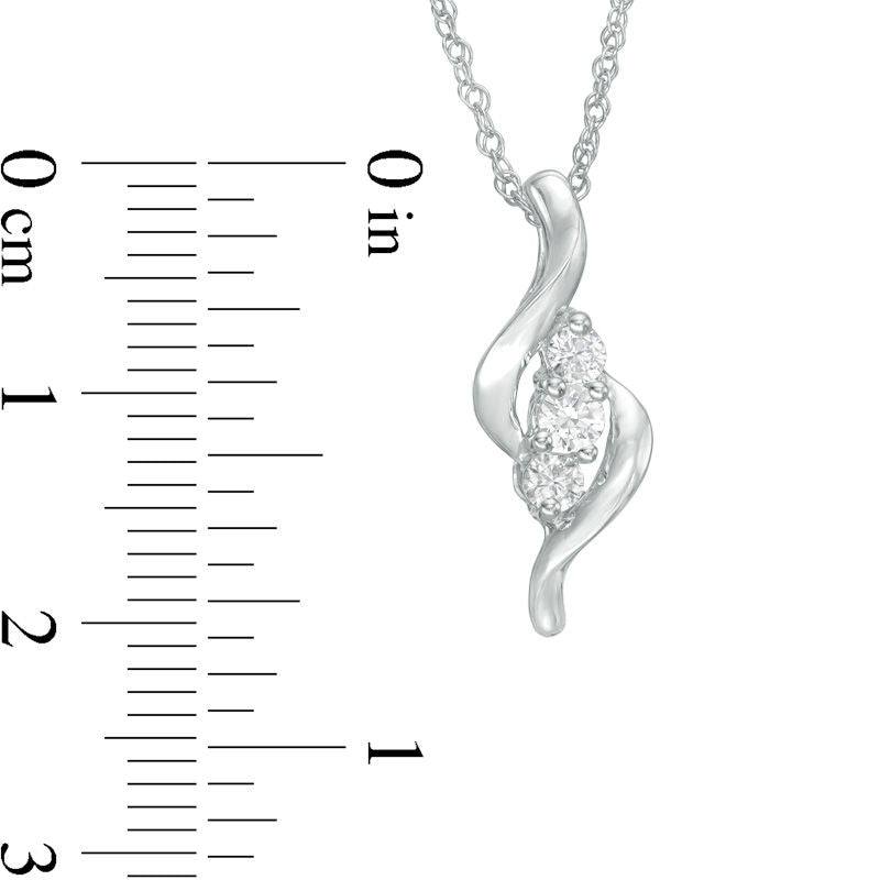 0.25 CT. T.W. Natural Diamond Three Stone S" Curve Pendant in 10K White Gold"