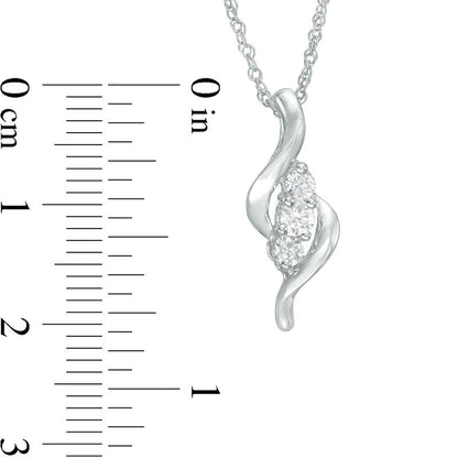 0.25 CT. T.W. Natural Diamond Three Stone S" Curve Pendant in 10K White Gold"
