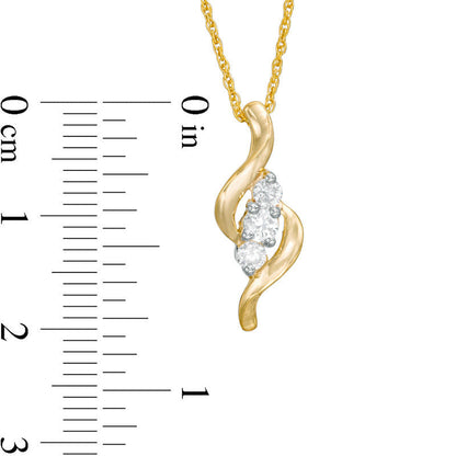 0.25 CT. T.W. Natural Diamond Three Stone S" Curve Pendant in 10K Yellow Gold"