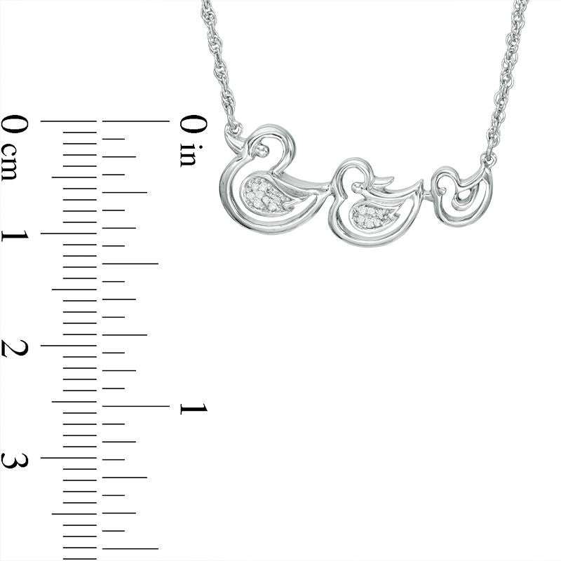 Natural Diamond Accent Duck Family Necklace in Sterling Silver - 17