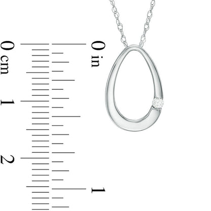 Natural Clarity Enhanced Accent Solitaire Oval Pendant in 10K White Gold