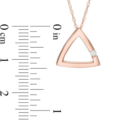 Natural Clarity Enhanced Accent Solitaire Triangle Pendant in 10K Rose Gold