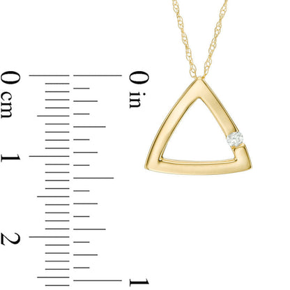 Natural Clarity Enhanced Accent Solitaire Triangle Pendant in 10K Yellow Gold