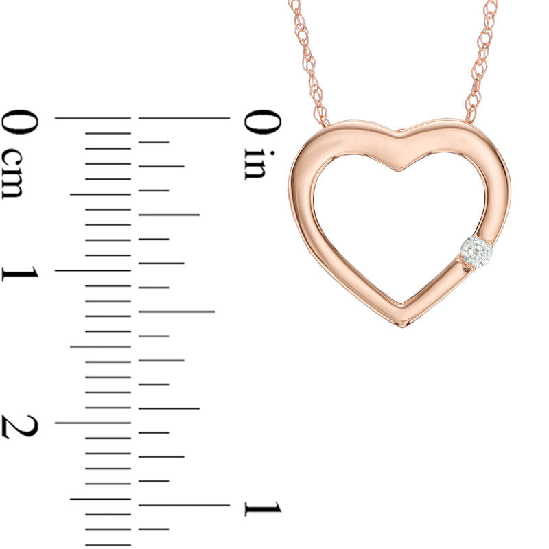 Natural Clarity Enhanced Accent Solitaire Heart Pendant in 10K Rose Gold