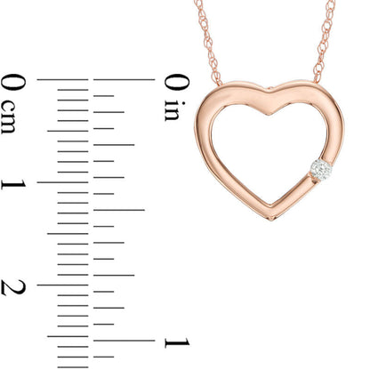 Natural Clarity Enhanced Accent Solitaire Heart Pendant in 10K Rose Gold
